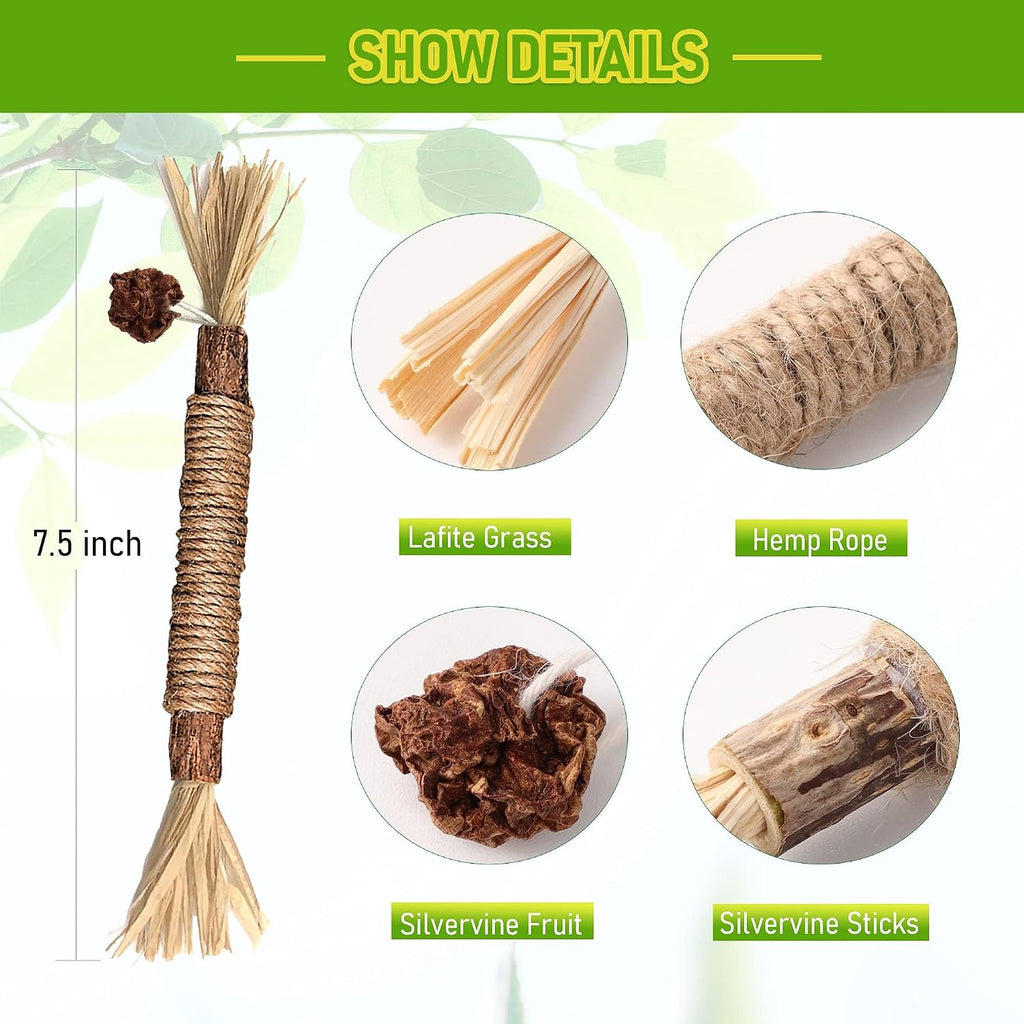 Silvervine Sticks Cat Chew Toys for Indoor Cats Dental Care Teeth Cleaning, Natural Kitten & Cat Teething Toys for Health, Cat Chew Stick Treat Edible Suitable for All Breeds of Aggressive Chewers Cat