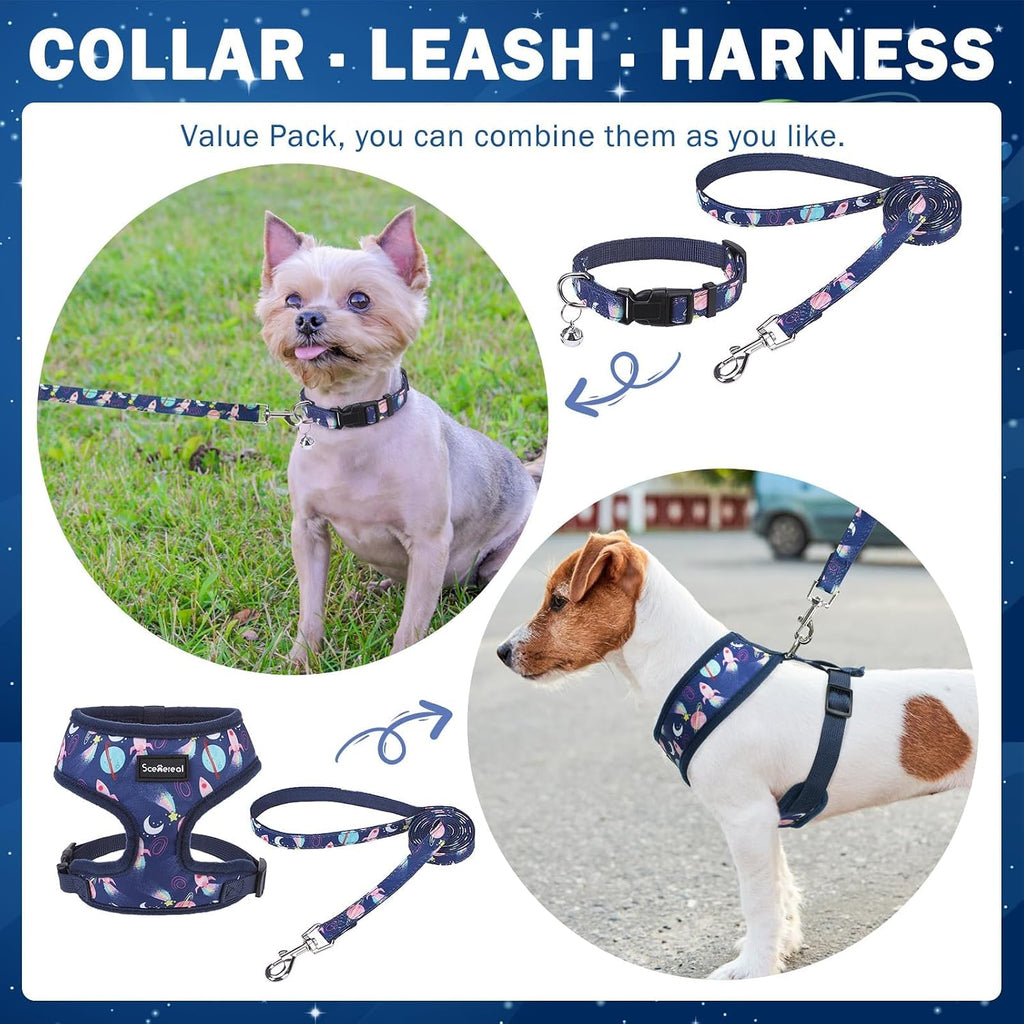 SCENEREAL Small Dog Harness and Leash Set, No Pull Puppy Harness