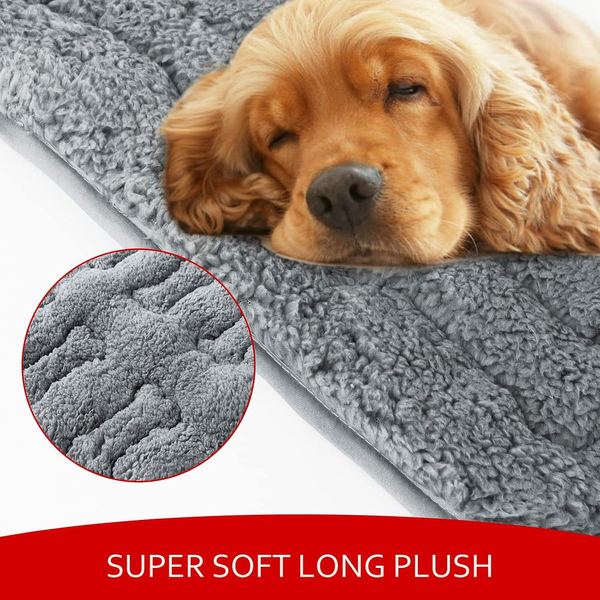 Dog Bed Crate Mat(42" X 28") 2 Pack, Soft Plush Dog Bed Pad