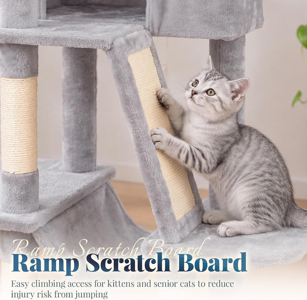 Hey-brother Cat Tree Tower with Padded Platform Bed, Hammock, MPJ019-SW
