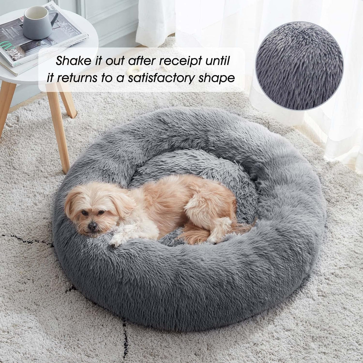 Western Home Calming Donut Small Medium Pet Dog Bed Washable,27" Navy Grey