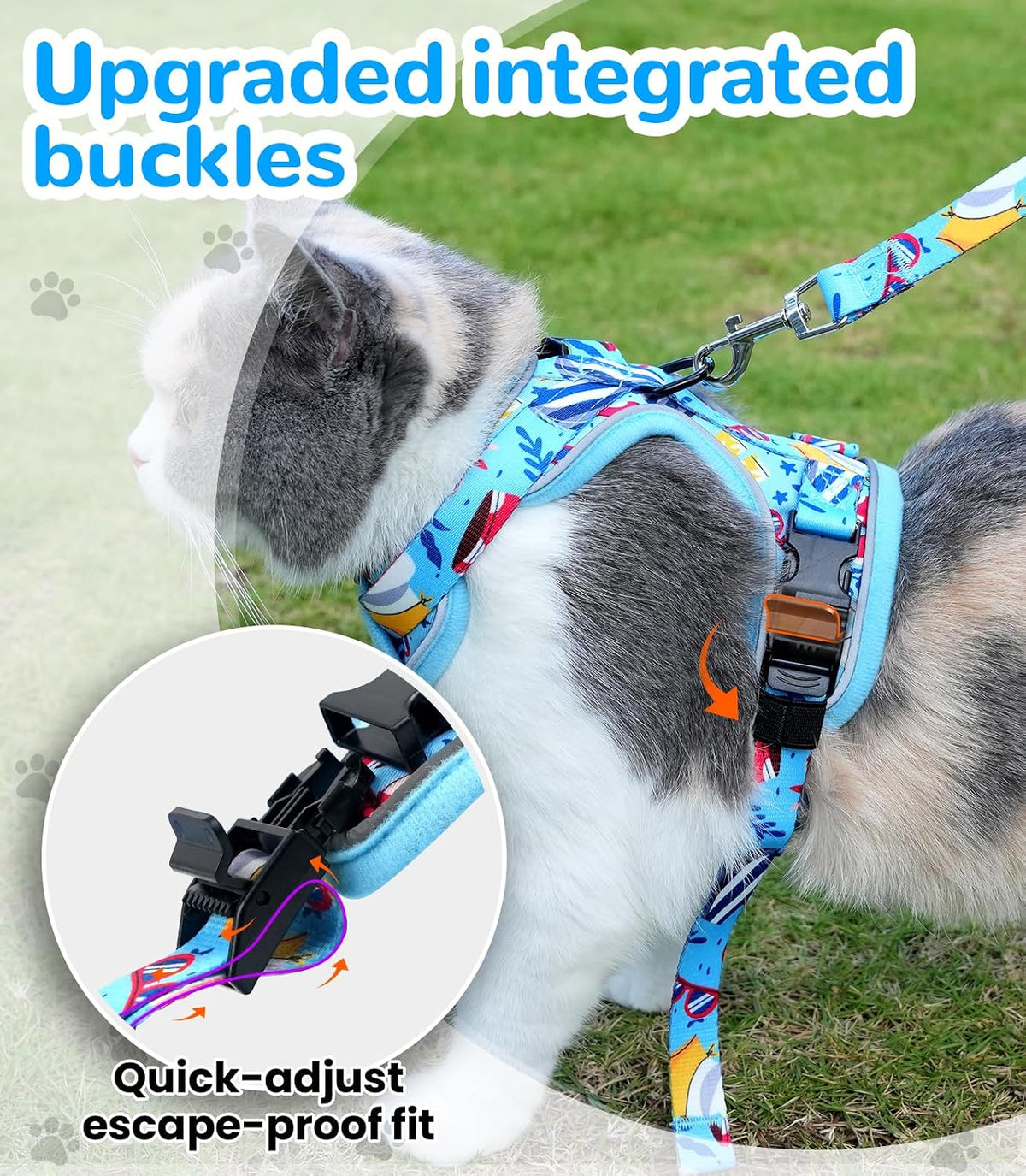 Halypet Cat Harness and Leash Set, Escape Proof Adjustable Harness