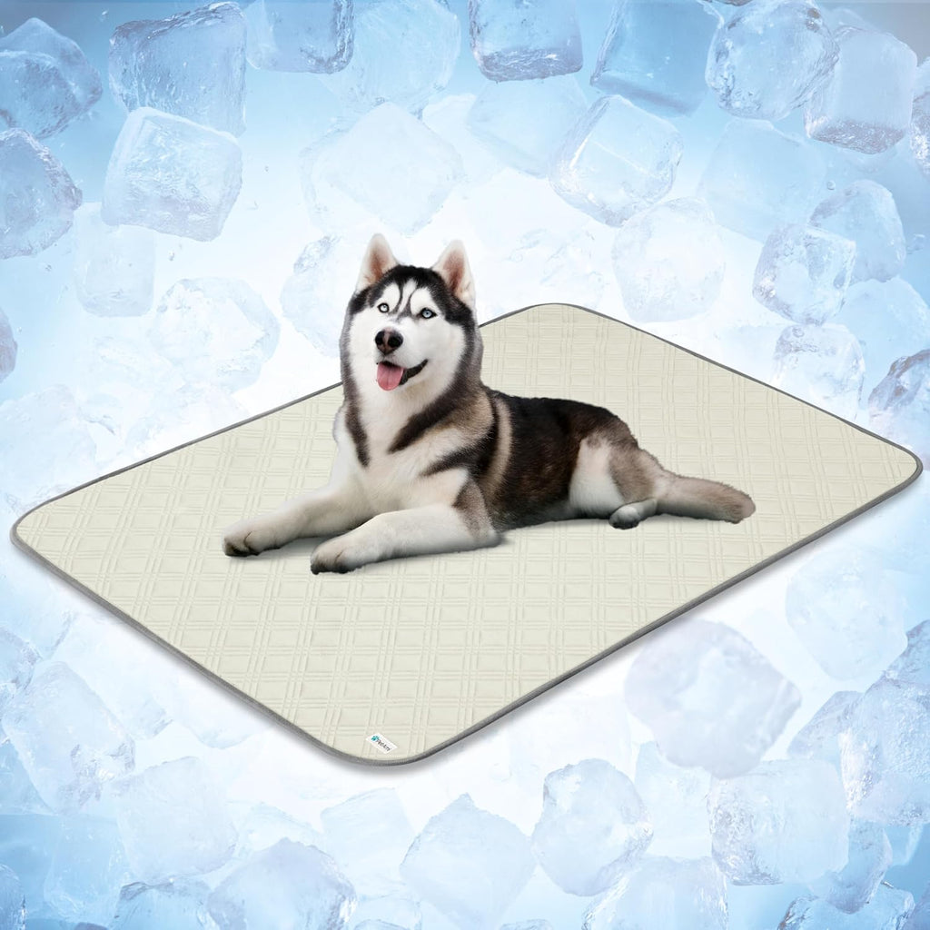 PetAmi Waterproof Dog Cooling Mat Pet Pad for Crate Couch Bed, Beige, 60x80