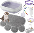 Tioncy 7 Pcs Kitten Litter Box Starter Kit with Mat, Stylish, Purple