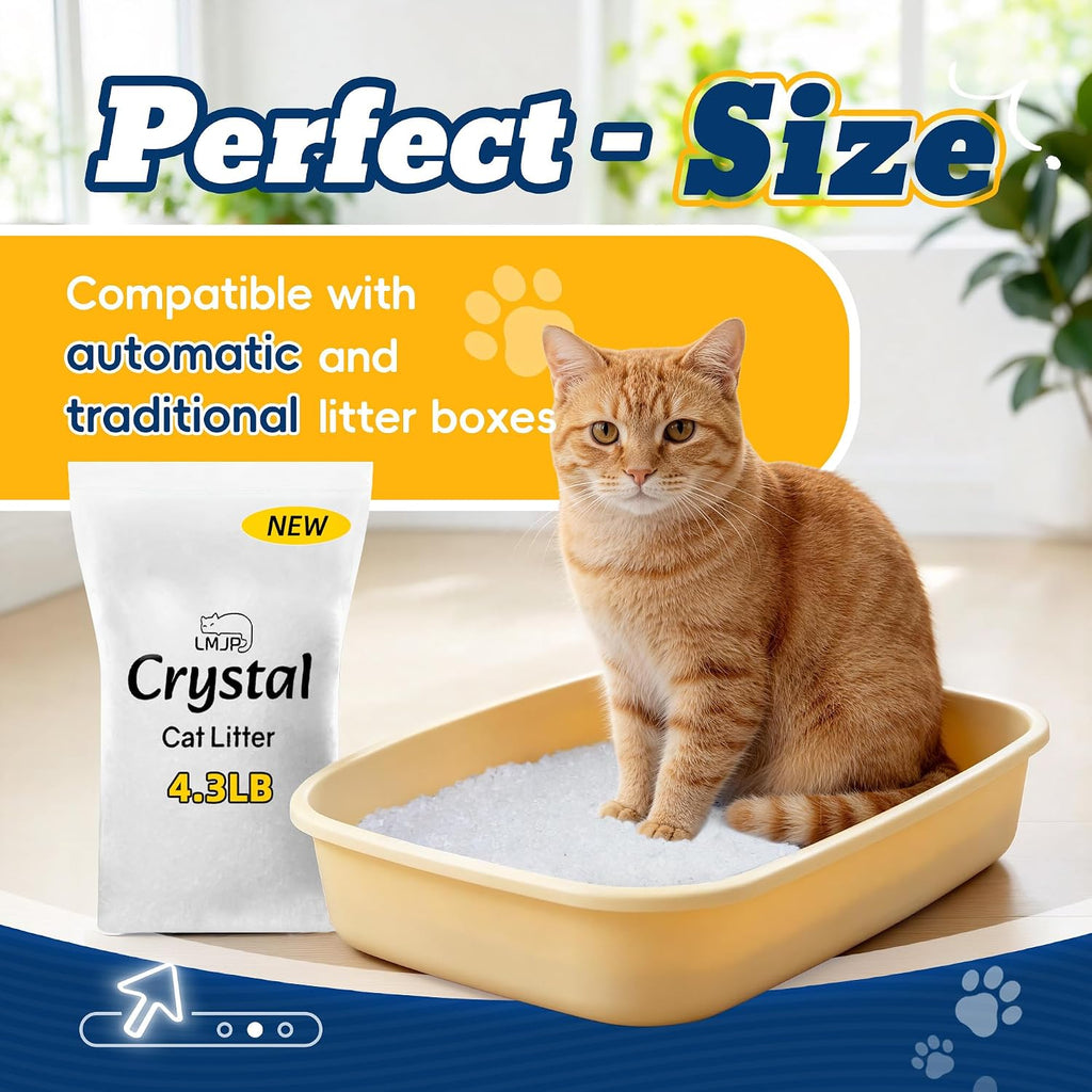 LMJP Crystal Cat Litter for Long-Lasting Odor Control, Non-Clumping, 17.2lb