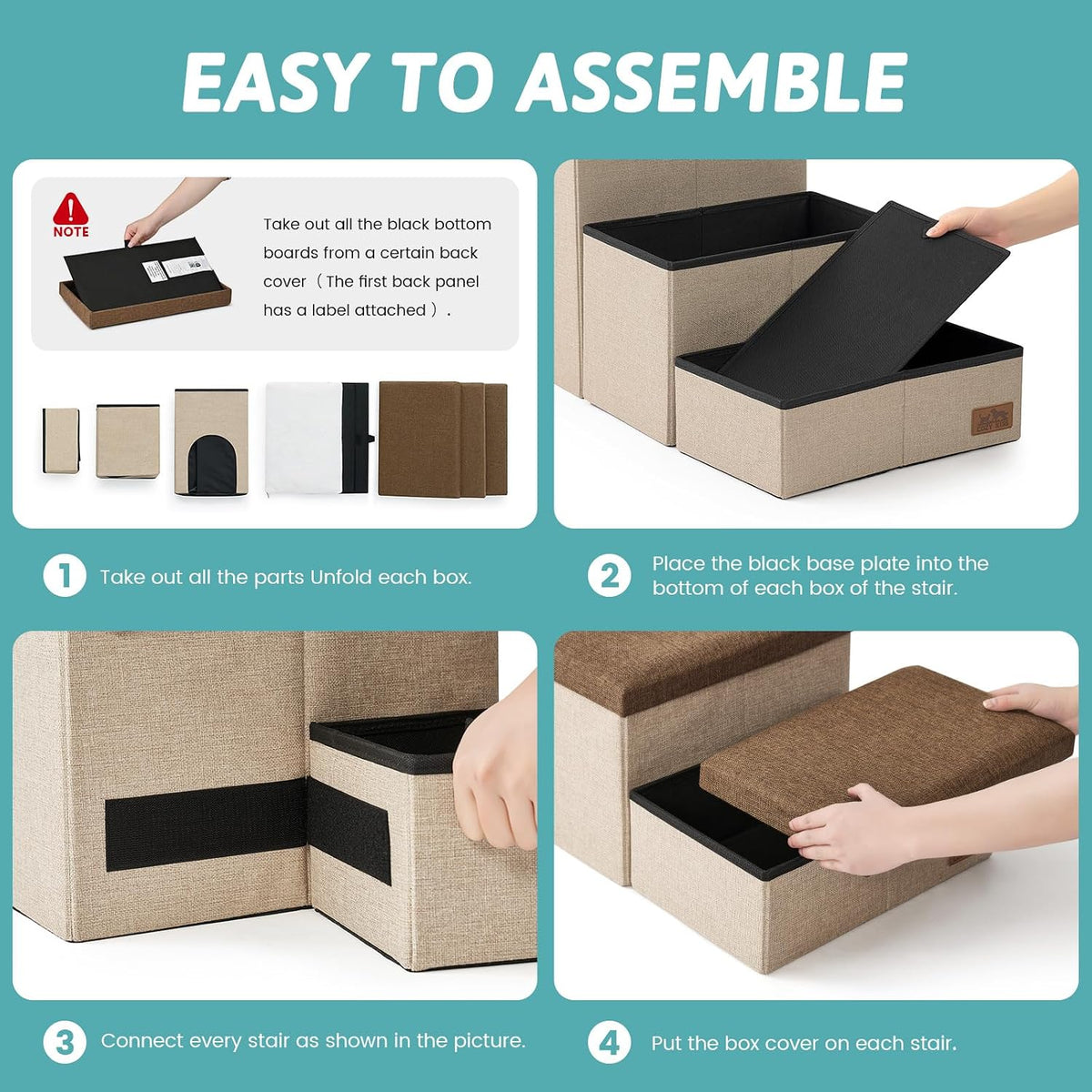 COZY KISS Dog Stairs with Storage, 17.7" H Dog Steps with Condo, 3-Step