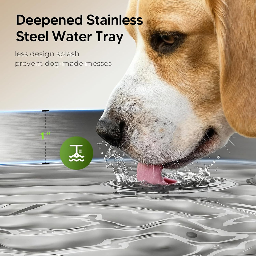 Pektaco Stainless Steel Dog Water Fountain for Large Dogs, 7L, 1 Filter