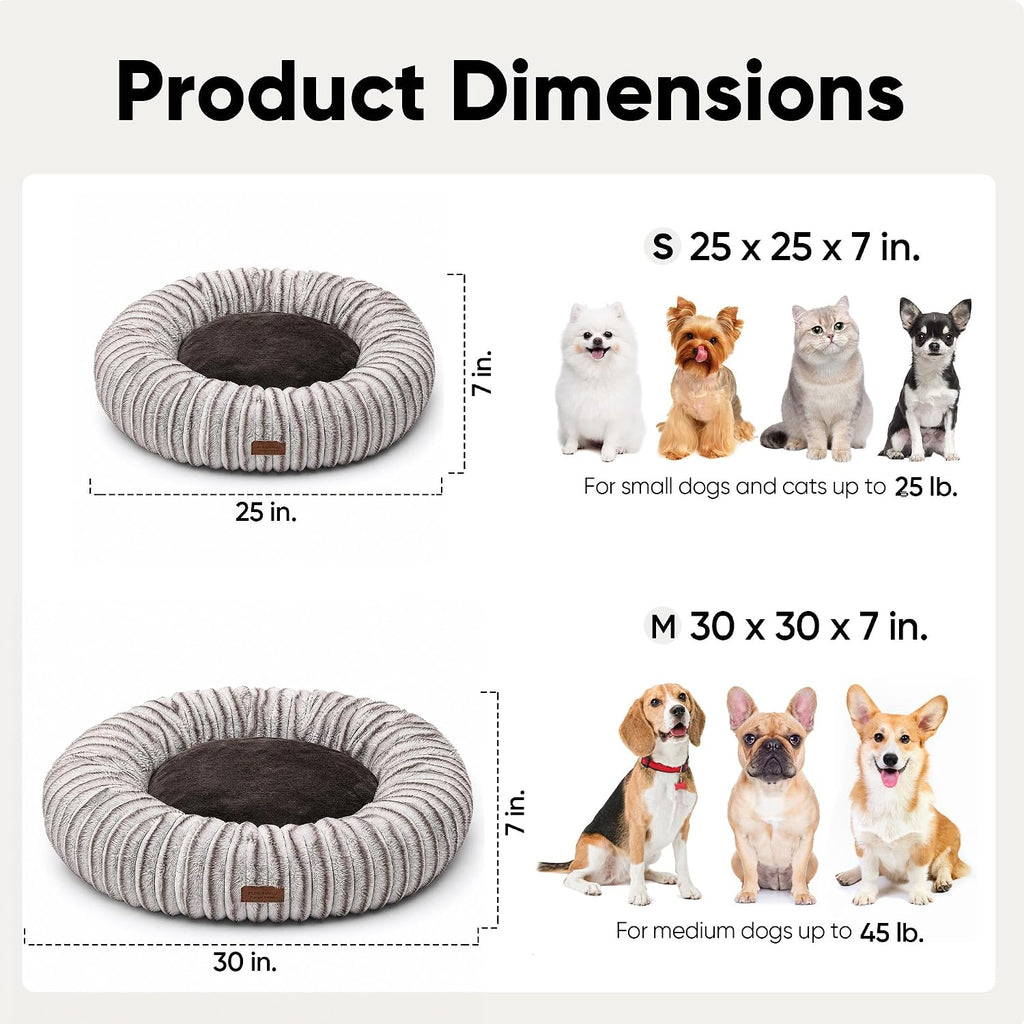 FUKUMARU Small Dog Bed, 25" Orthopedic Dog Bed for Puppies, Donut Cat Beds