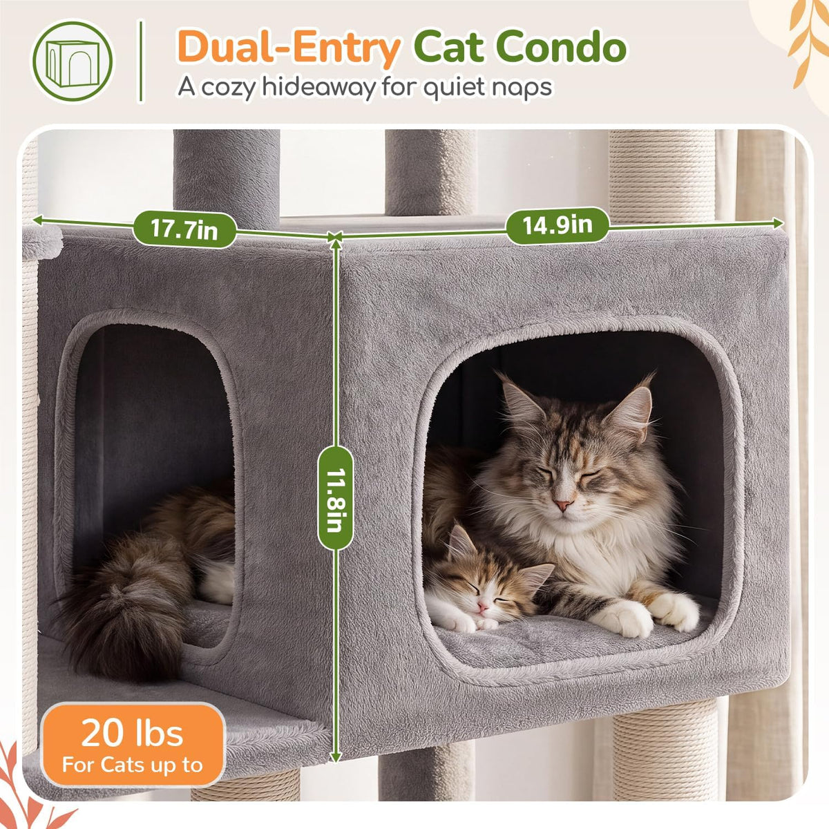 Globlazer Heavy Duty Cat Tree for Large Cats, 25.5in Wide Top Perch, S52F