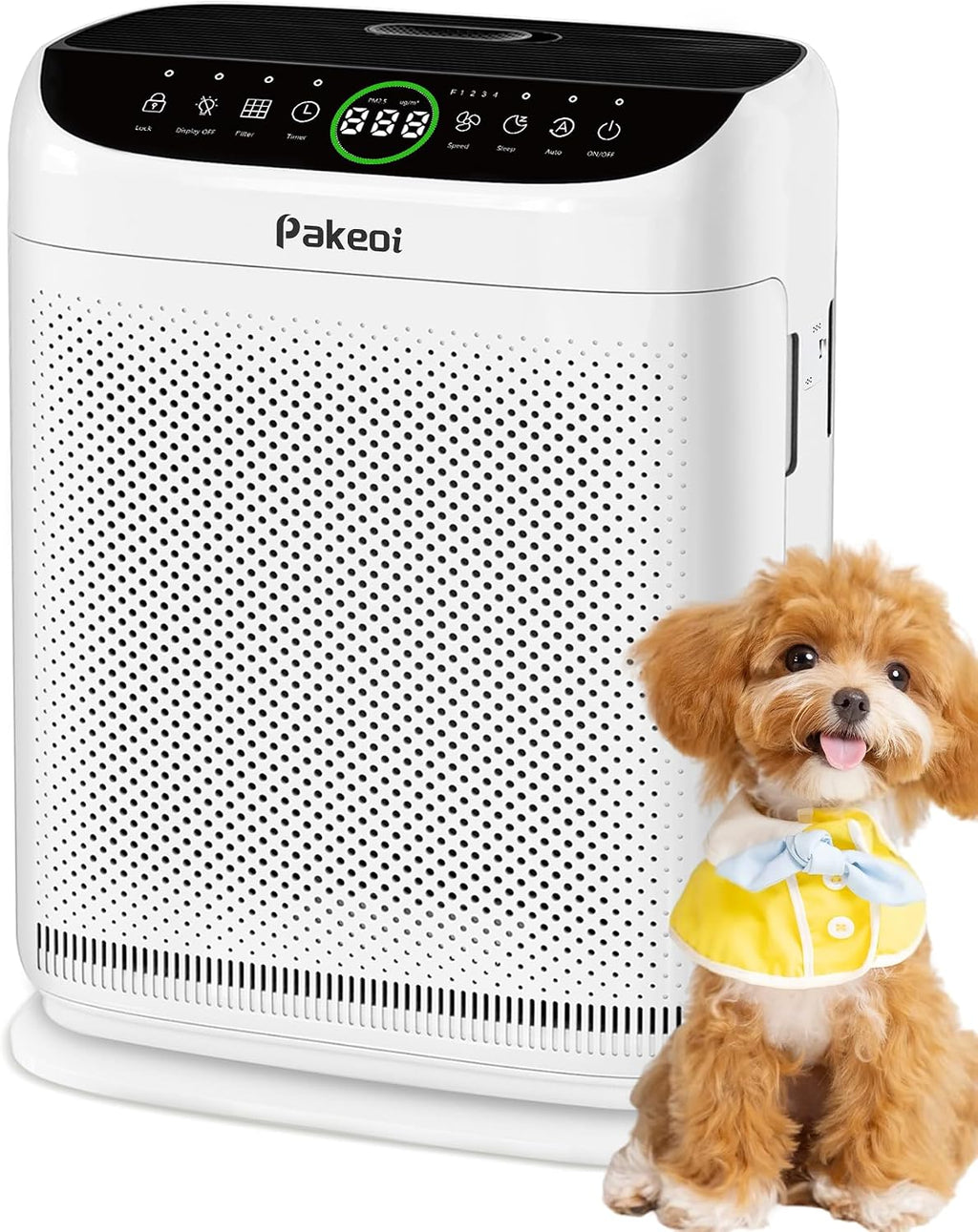 Air Purifiers for Home Large Room Up to 3000 Ft² With Double Air Intake,PAKEOI HEPA Air Purifier for Bedroom With Washable Pre-Filters, Remote Control, 15dB Sleep Mode,Air Cleaner for Pets Dust, White