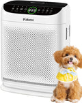 Air Purifiers for Home Large Room Up to 3000 Ft² With Double Air Intake,PAKEOI HEPA Air Purifier for Bedroom With Washable Pre-Filters, Remote Control, 15dB Sleep Mode,Air Cleaner for Pets Dust, White