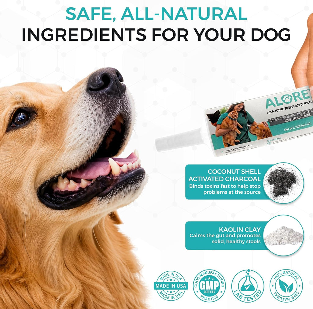 (60ml) Activated Charcoal for Dogs & Cats - Emergency Poisoning Aid Paste | Veterinary-Grade Digestive Aid for Toxin Binding, & Upset Stomach | Fast Acting Pet First Aid Kit