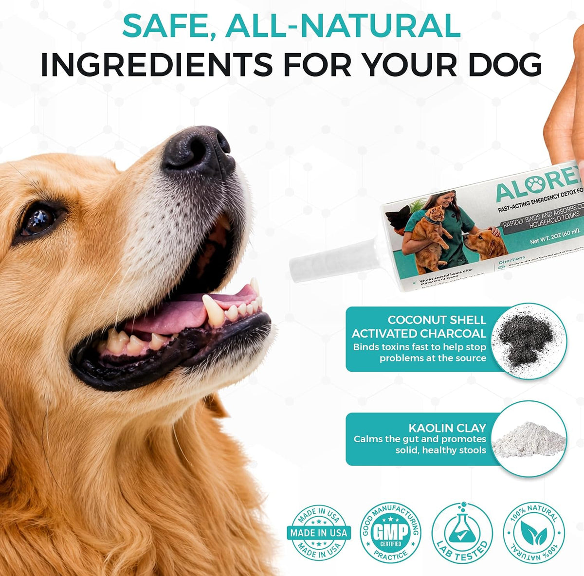 (60ml) Activated Charcoal for Dogs & Cats - Emergency Poisoning Aid Paste | Veterinary-Grade Digestive Aid for Toxin Binding, & Upset Stomach | Fast Acting Pet First Aid Kit