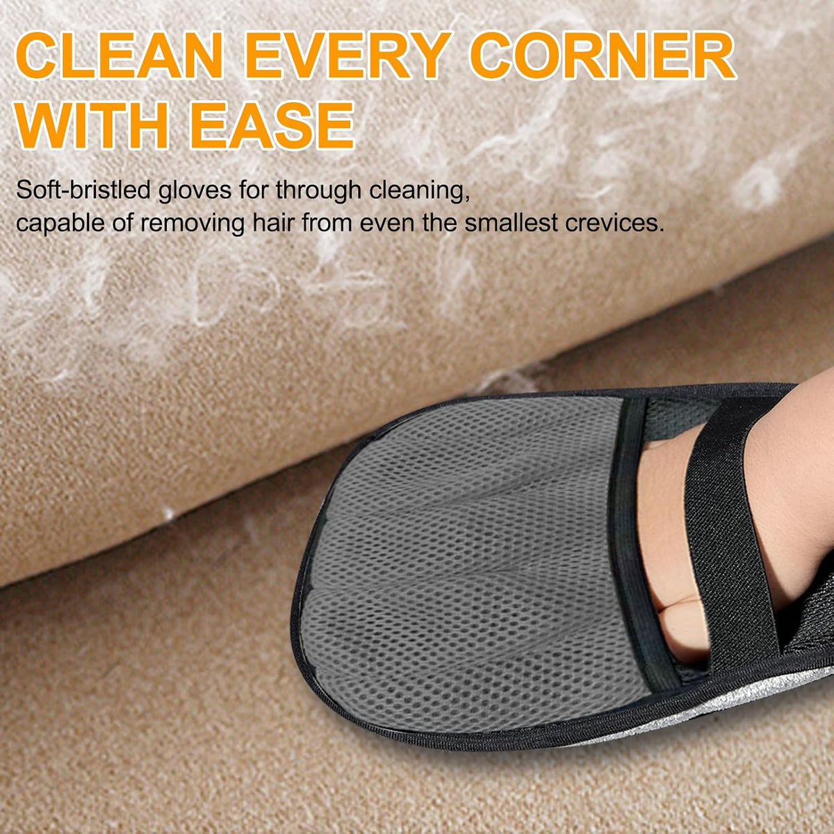 Pet Hair Remover for Laundry - Electrostatic Pet Hair Removal Grooming Gloves,Reusable Cat & Dog Hair Remover for Couch, Furniture, Carpet, Curtain, Pet Grooming Mitt (2 PCS Grey