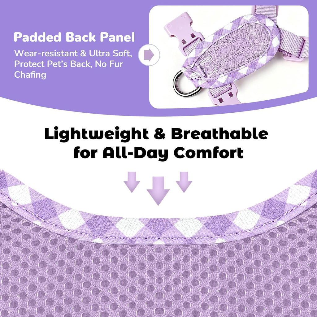 ABRRLO Cute Puppy Harness and Leash Set for Small Dogs Cats Girls,Purple S