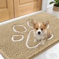OLANLY Dog Door Mat for Muddy Paws 24x16, Paw Print Design Chenille Mud Mat