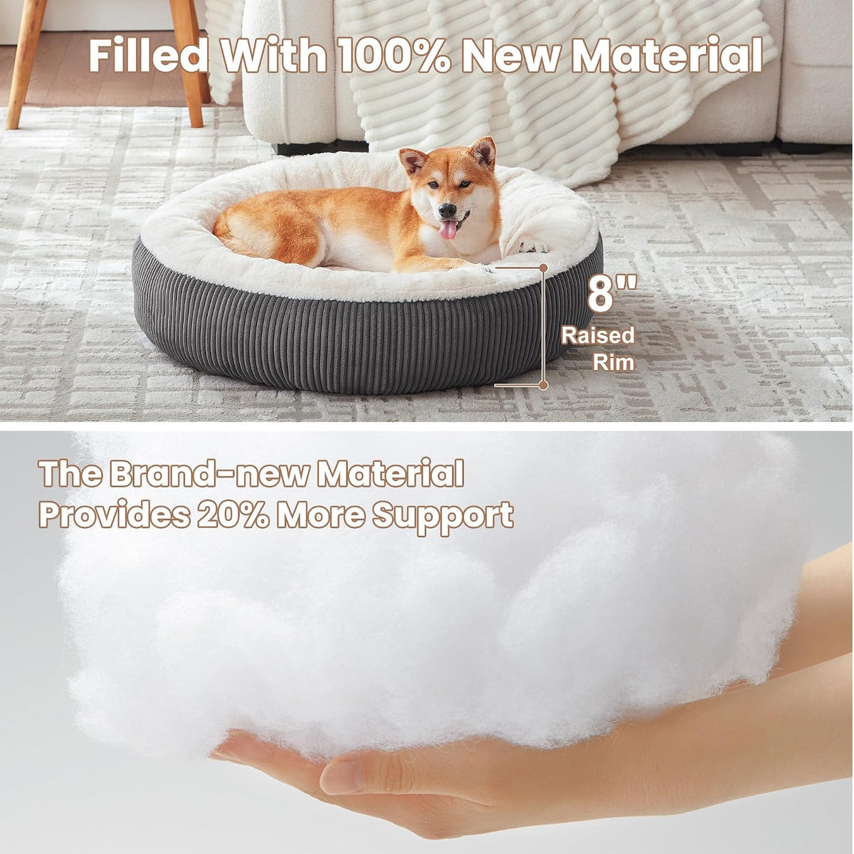 33 inches Calming Donut Dog Bed for Medium Plus Dogs,Dark Grey