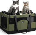 Pecute Large Cat Carrier, Soft Double Pet Crate for 2 Cats Travel, Green