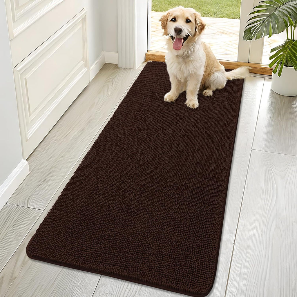 OLANLY Dog Door Mat for Muddy Paws 70x32, Super Absorbent Chenille Mud Mat