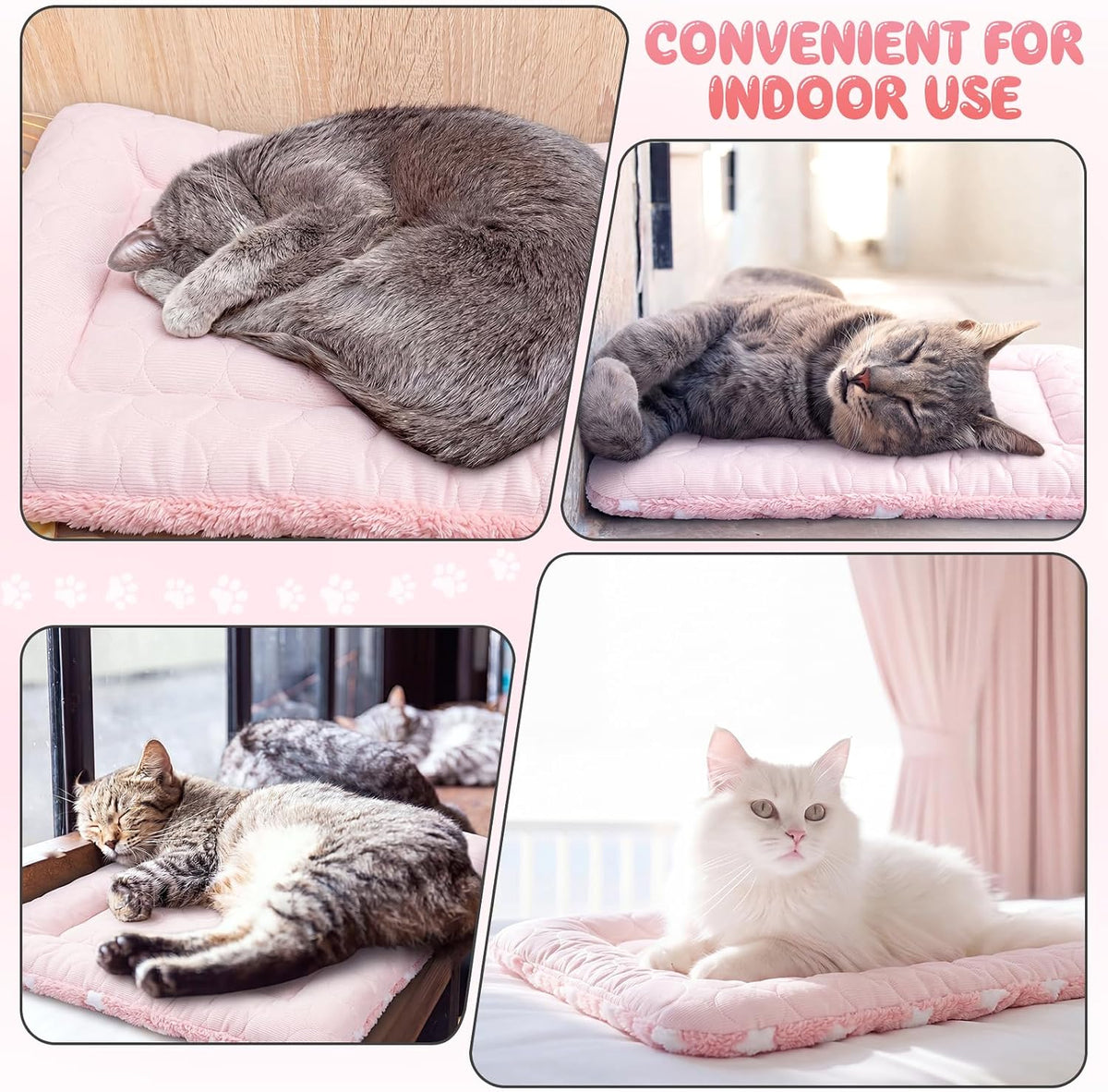 VitalCozy 2 Pcs 14" X 21" Self Warming Cat Pet Mat, Star, Pink