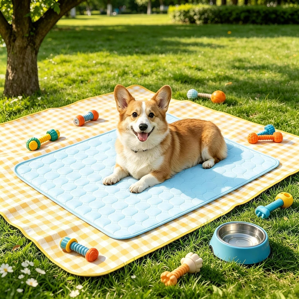 Dog Cooling Mat, 24”x20” Arc Chill Ice Silk Cooling Pad for Dogs, Q-MAX > 0.5 Cool Summer Pet Sleeping Mat, Hydrophobic Washable Non-Slip Mat, Non-Toxic All-Season Use & Portable for Travel