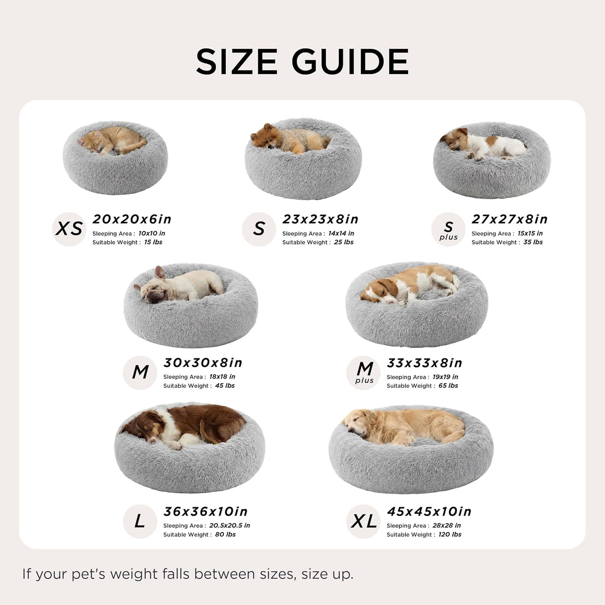 Bedsure Calming Dog Beds Large Sized Dog Donut Washable Pet Bed,36ins