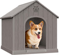 Bifanuo Outdoor Indoor Dog House for Small & Medium Dogs - Weatherproof Shelter with Elevated Floor, Hidden Vents & Tool-Free Assembly (Classic Grey, 26" L x 23.6" W x 25.8" H)