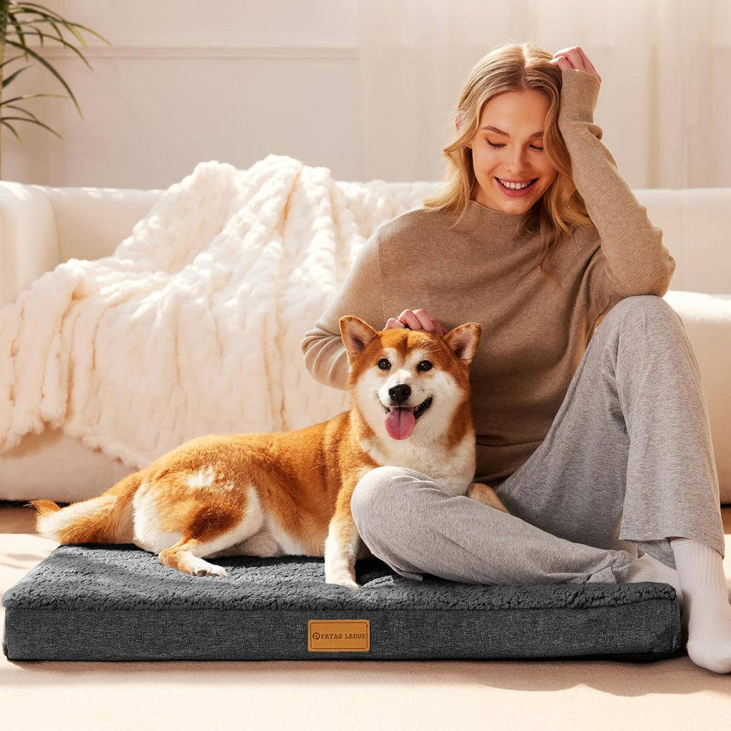 Patas Lague Orthopedic Large Dog Bed Pet Sofa Mat 56''X40'' Dark Grey