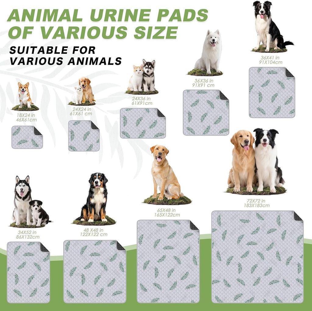 Washable Dog Pee Pads, Non-Slip Waterproof, 36 x 54 in, 2 Pack, Leaf | Super absorbent, waterproof and non-slip; washable, reusable dog pads for crates, playpens, floors, furniture and travel