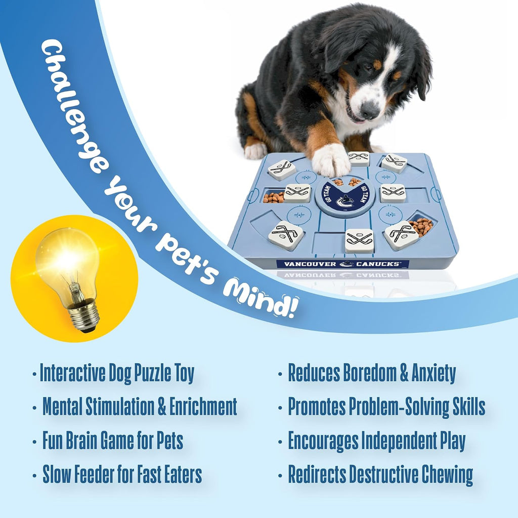 Pets First NHL Vancouver Canucks Large Puzzle Toy, New Size, Interactive Dog Treat & Slow Feeding Toy