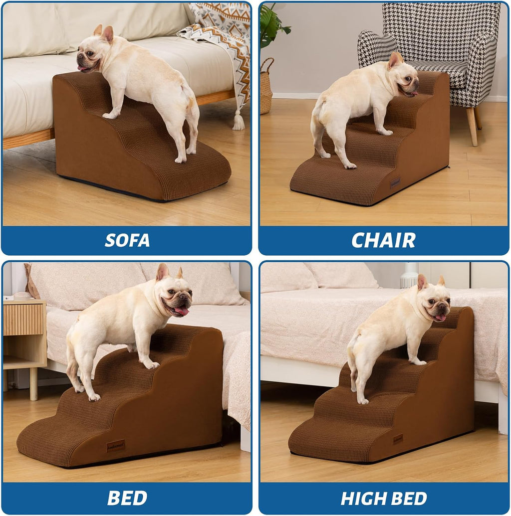 Aodisman Dog Steps for Bed or Couch,4-Step Pet Stairs Ramp for Small Dogs