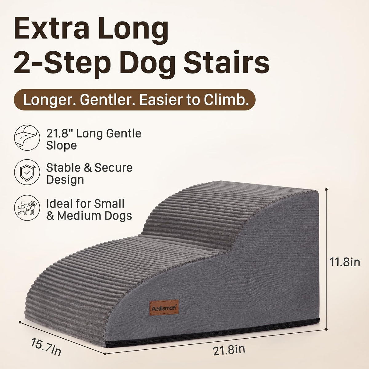 Aodisman 2-Step Dog Stairs for Small Dogs, 11.8" H Pet Stairs for Couch