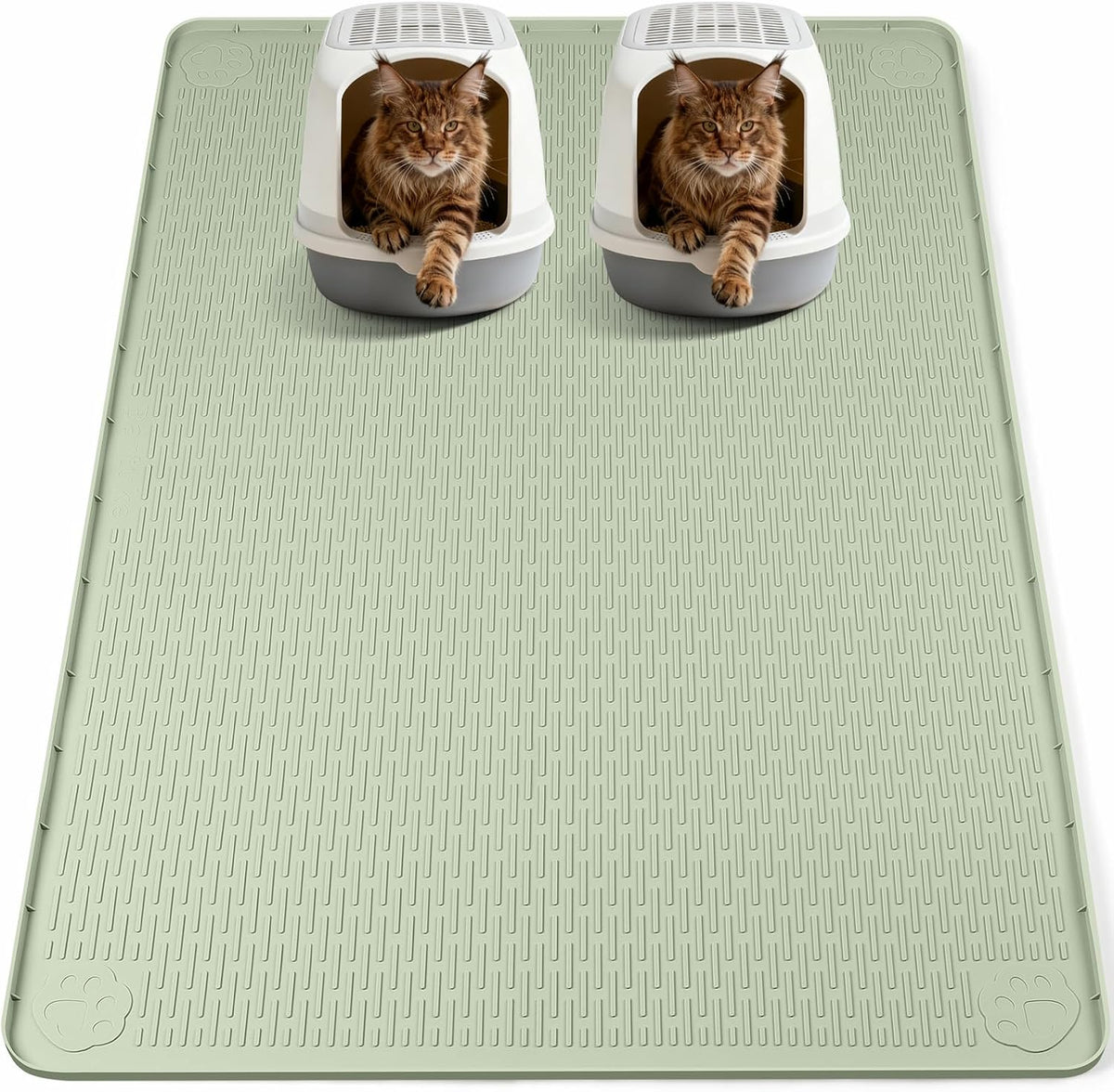 Silicone Cat Litter Mat for Litter Box 57”x40” Large Cat Mat, Green | Waterproof, Non-Slip, Leak-Proof Rug Mat with Lip, Easy to Clean, Extra Large Litter Catcher Mat for Floor
