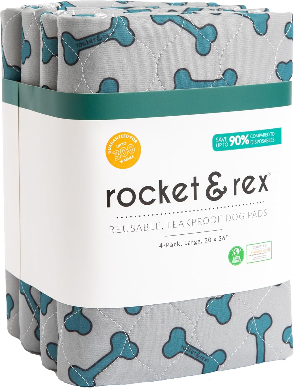 Washable Dog, Puppy and Cat Pee Pads, Leak-Proof (Large, 30x36, 4pk)