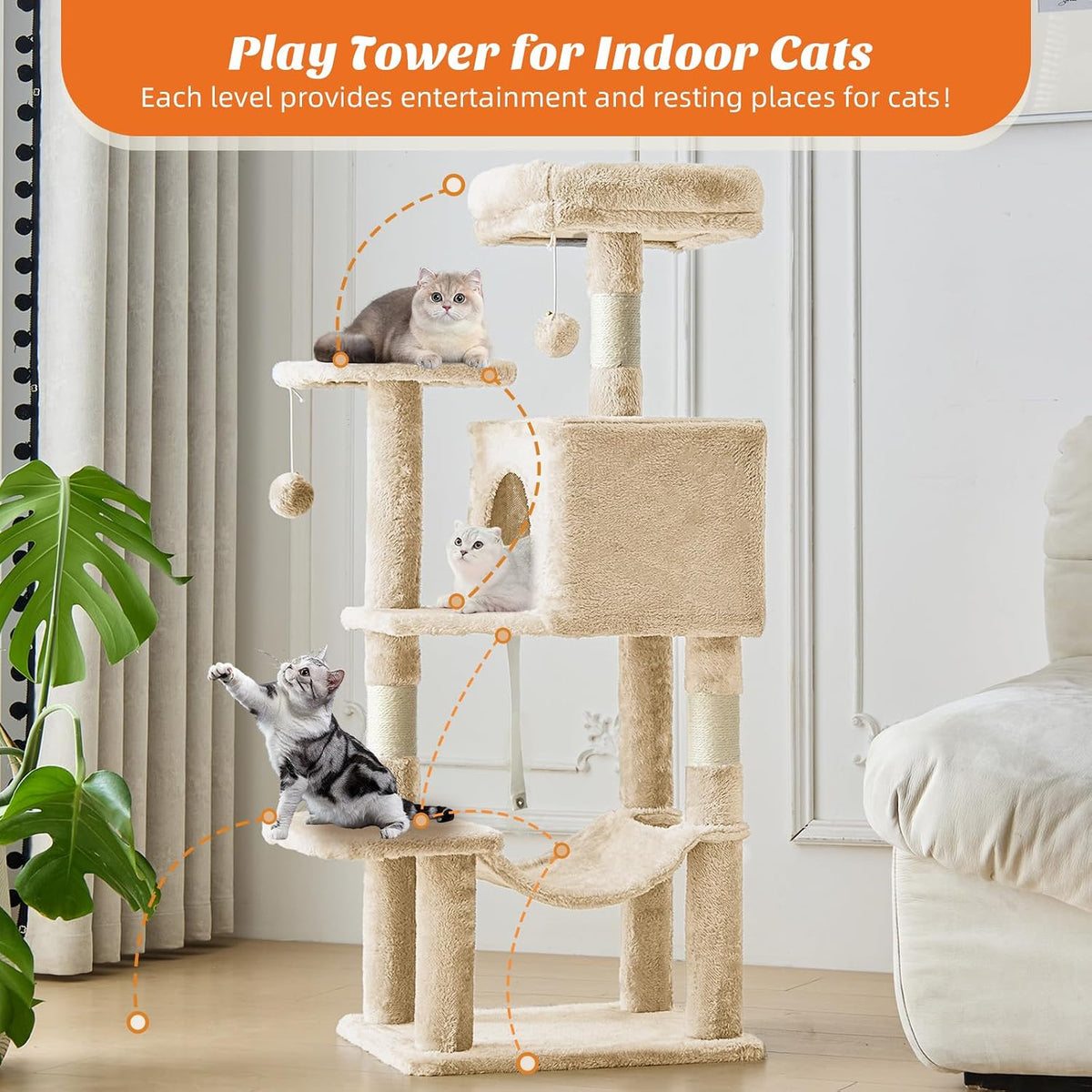 44 Inch Small Cat Tree Tower for Indoor Cats and Kittens