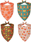 ADOGGYGO 4 Pack Fall Dog Bandana, Pumpkin Leaf Thanksgiving Dog Scarf, XL