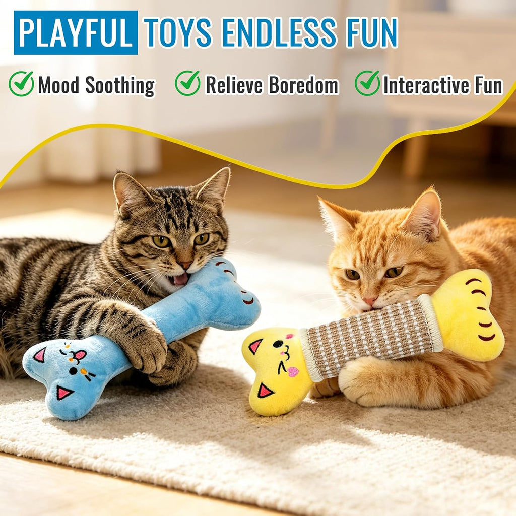 ENNOKEY Catnip Cat Toys Pillows for Indoor Kittens Kicker Chew, 9.45 Inches | Crinkle Sound, Durable Soft Sisal Material, Safe Teeth Cleaning, Interactive Fun
