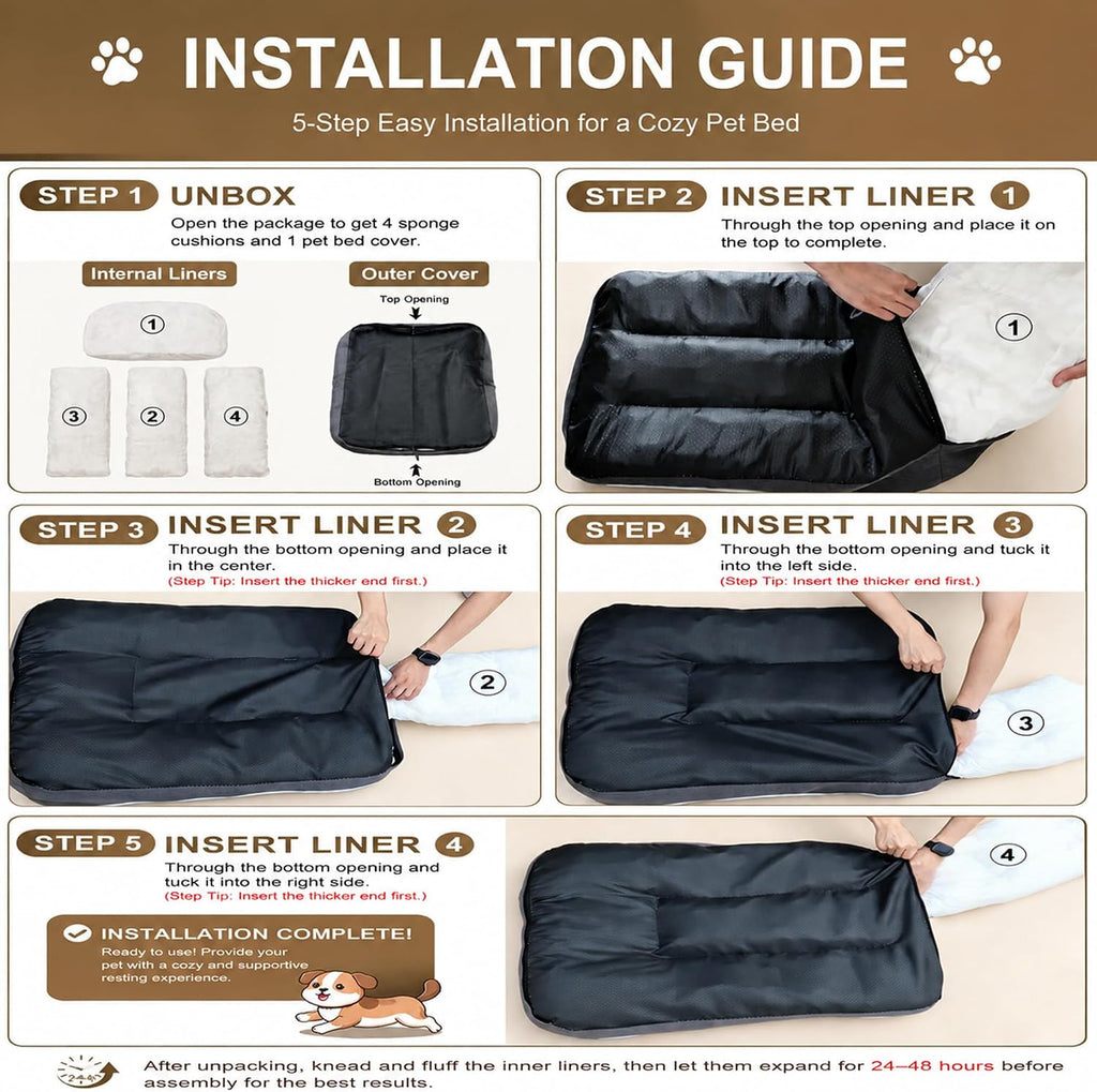 Orthopedic Large Dog Bed,Removable Washable Cover 39"x30"x8" 90lbs Grey