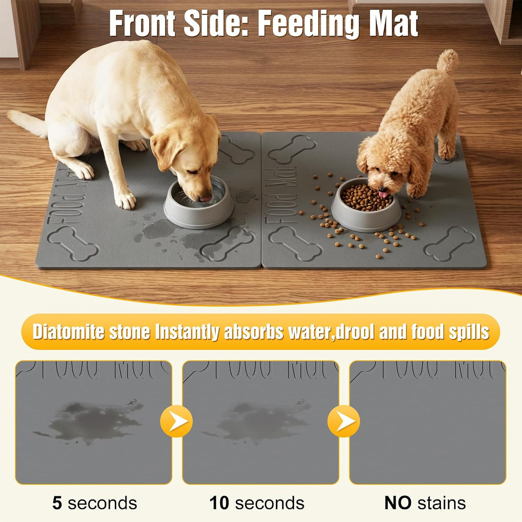 Double-Side 2 in 1 Pet Food Mat & Cooling Mat (Dark Grey, 31"*16")