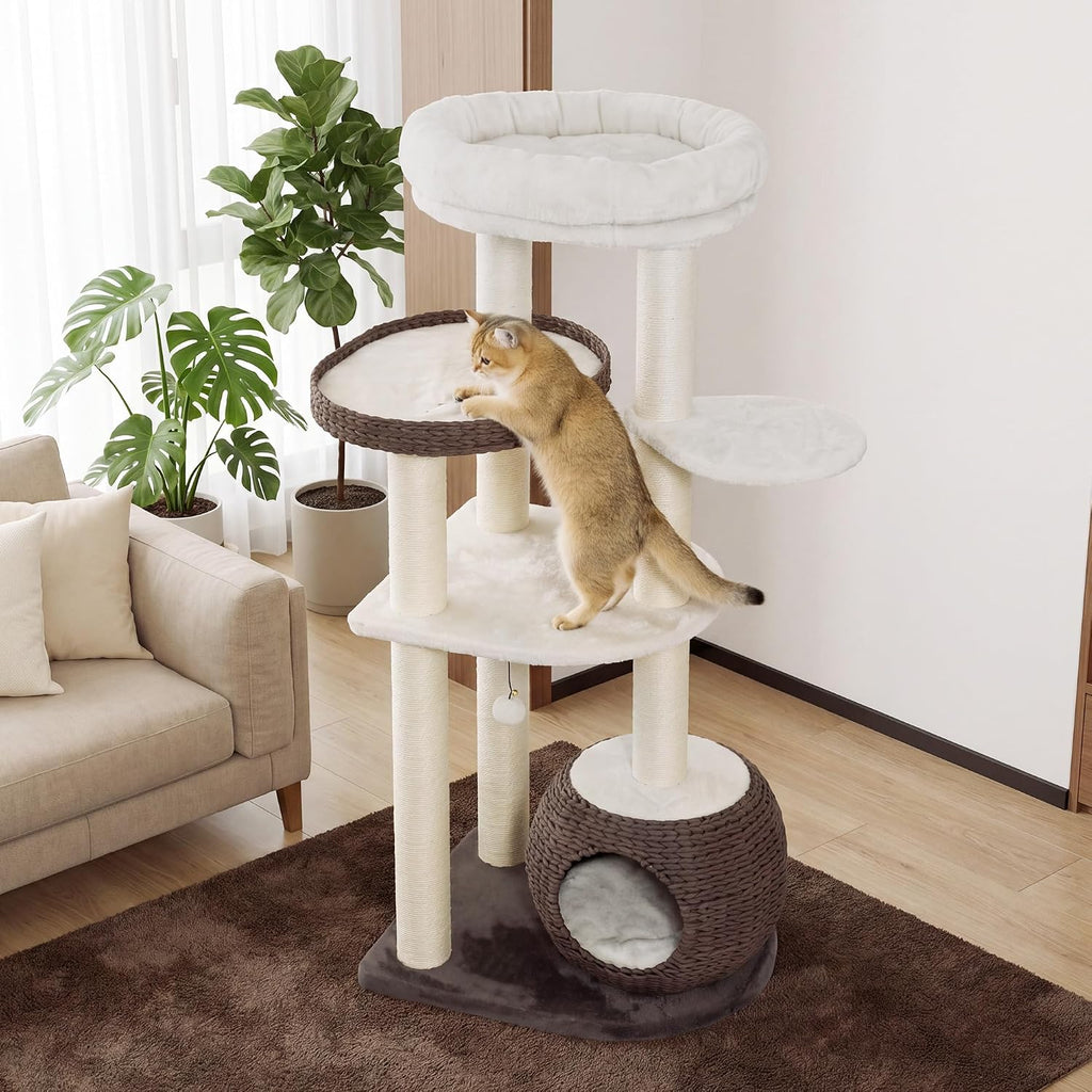 KAMABOKO Modern Cat Tree Tower, 54" Tall for Indoor Cats