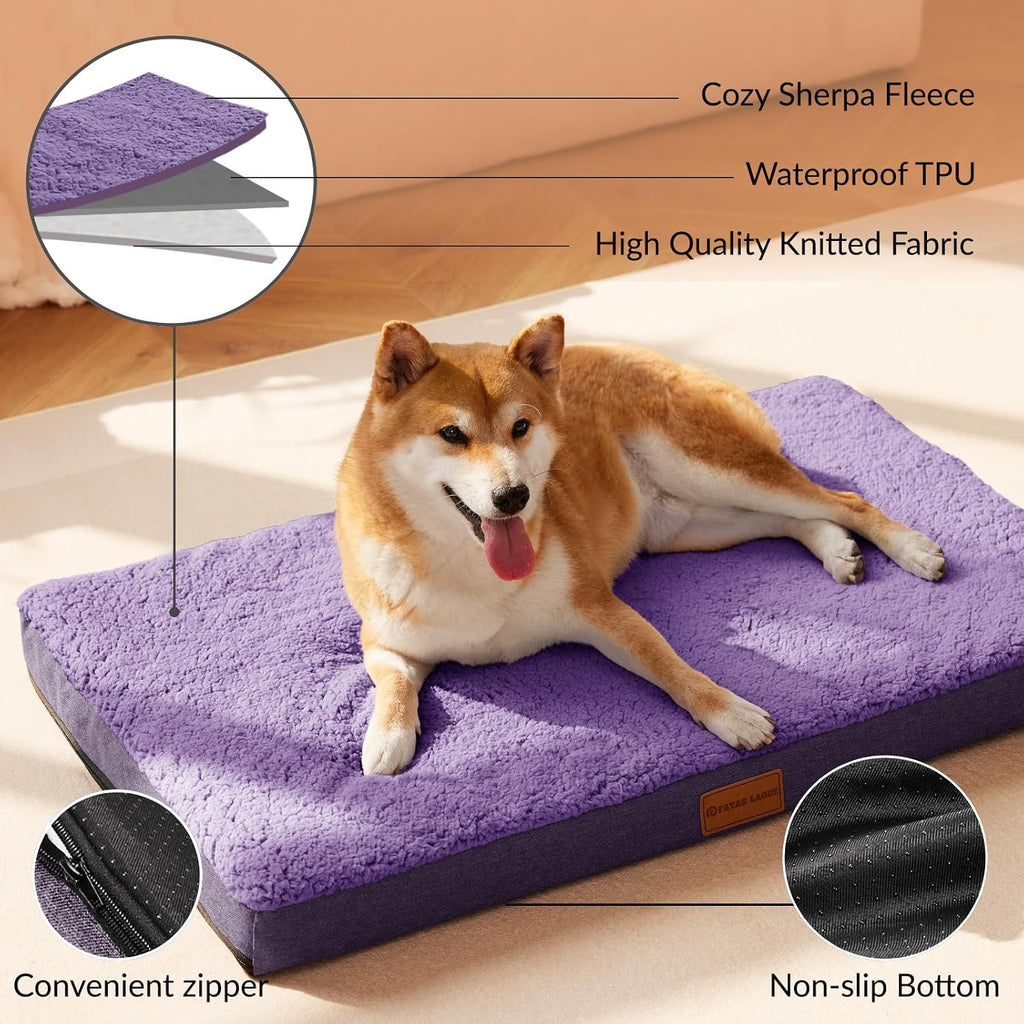 Patas Lague Orthopedic Large Dog Bed Washable Pet Sofa Mat 42''X28''Purple