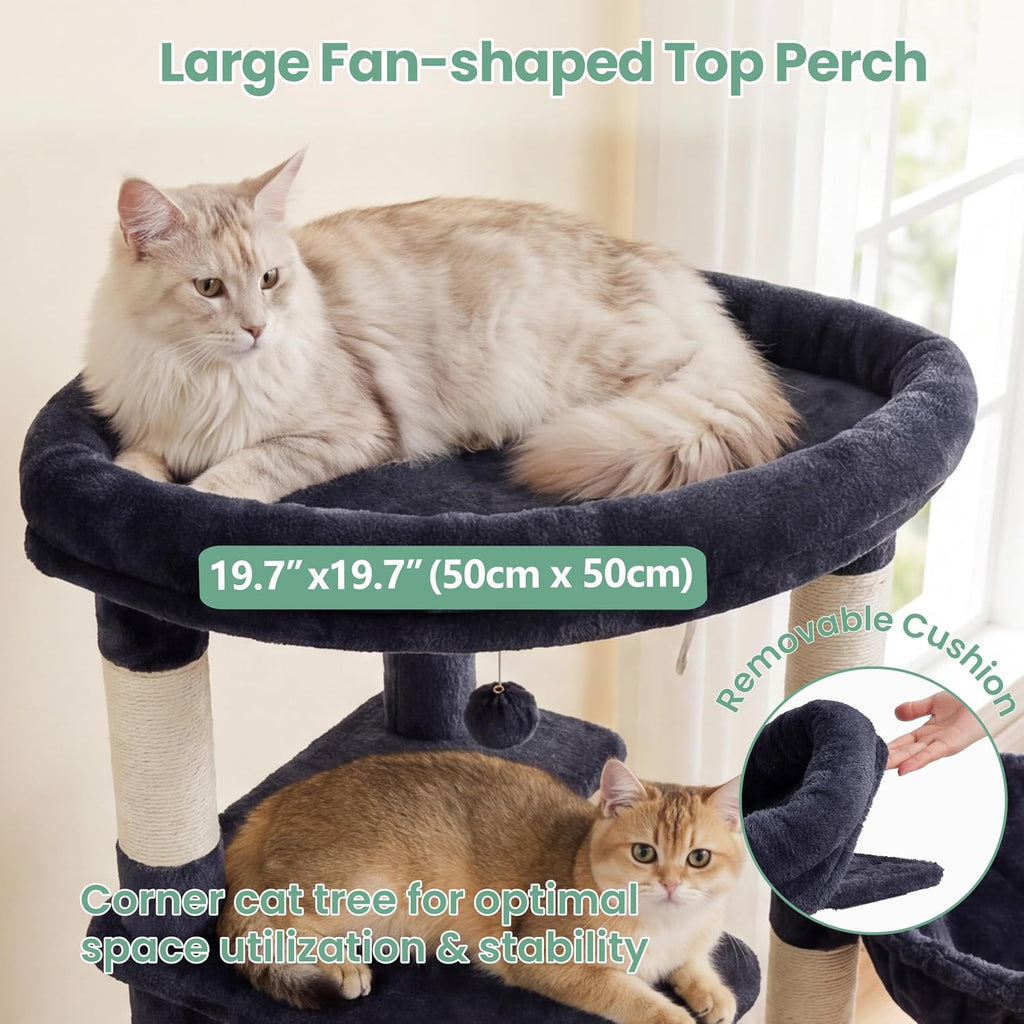 Cat Tree, 61 Inch Tall Cat Tower, Diamond-Shaped Cat Cave VCT001G