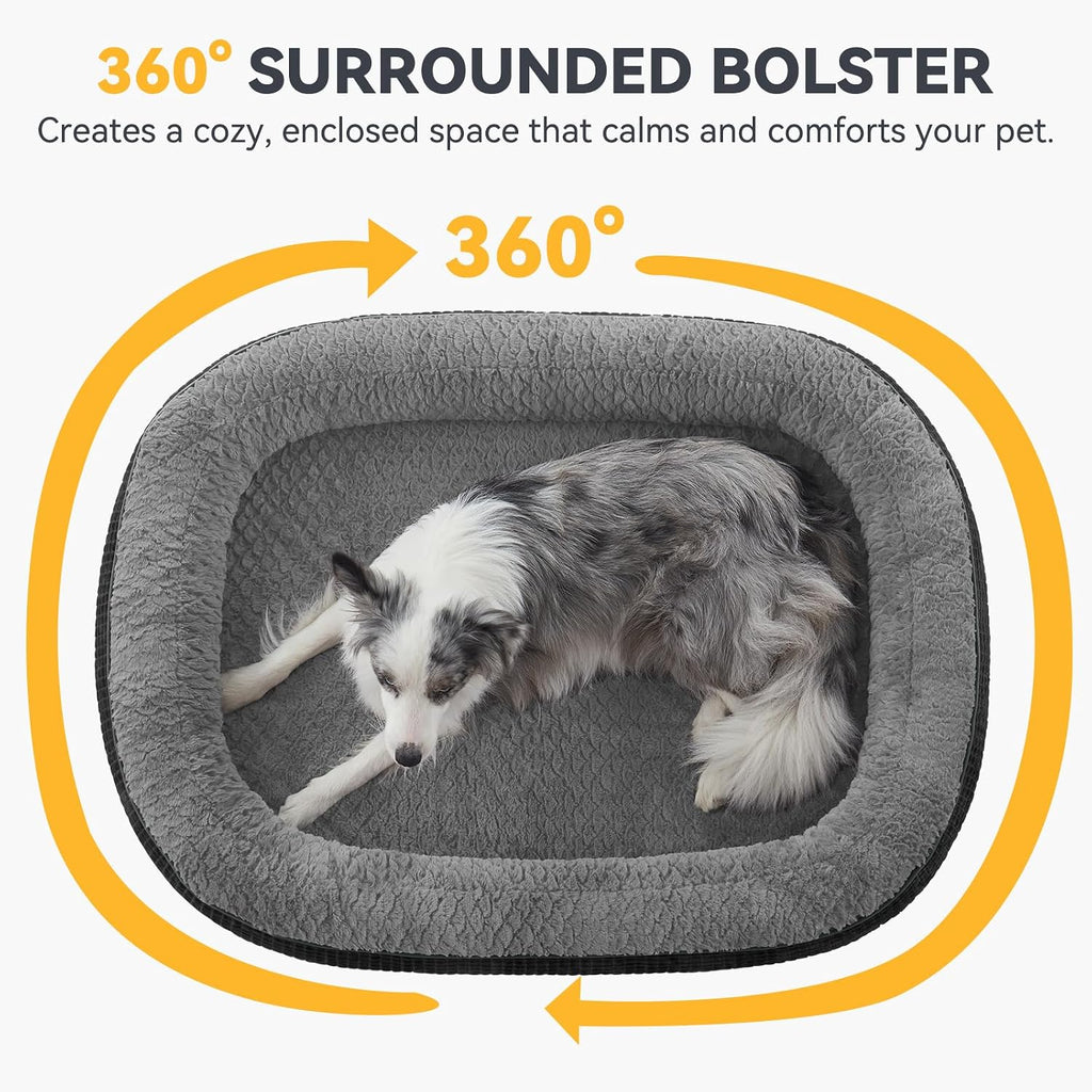 JOEJOY Orthopedic Dog Bed for Large Dogs, 360° Oval Bolster, 35"