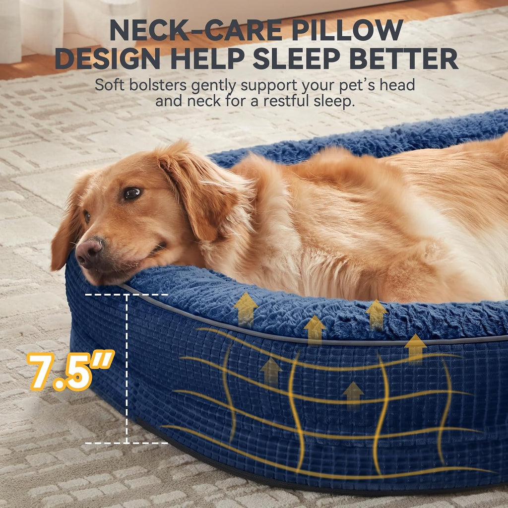 JOEJOY XL Orthopedic Dog Bed for Large Dogs, 360° Oval Bolster, 45"