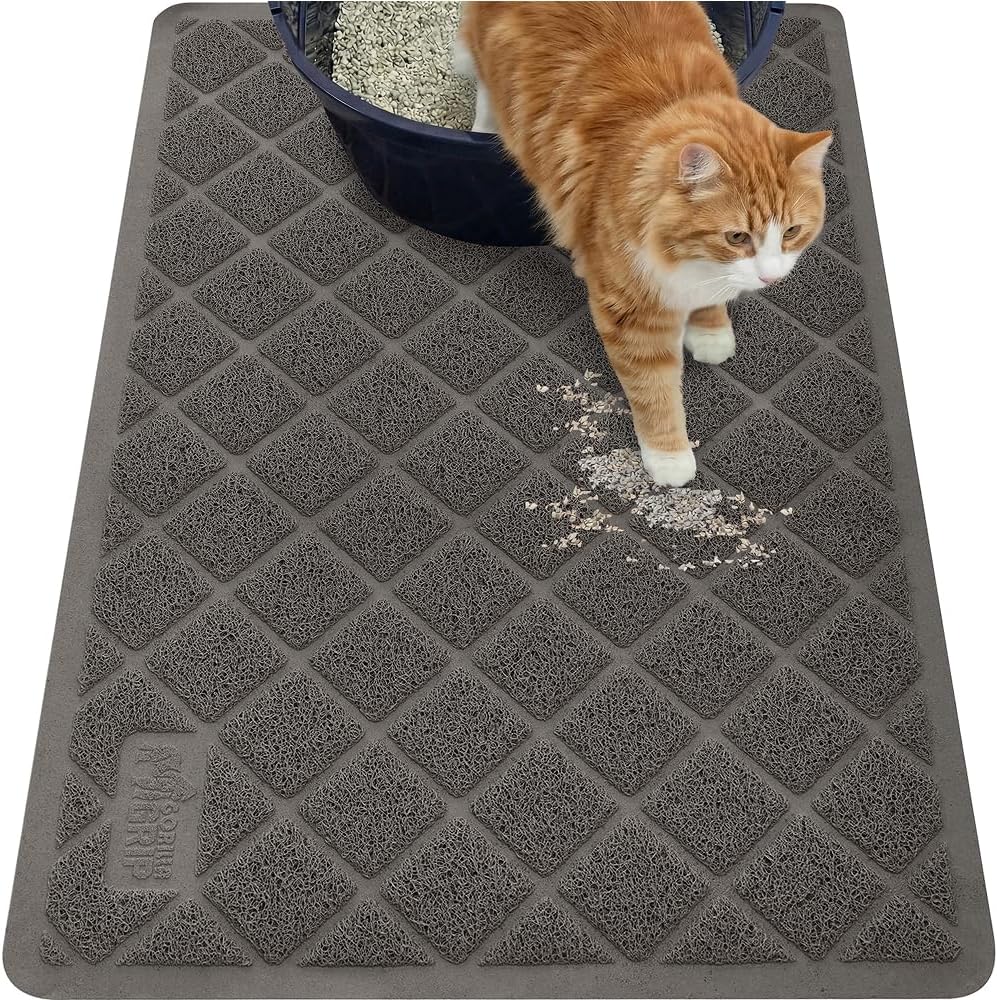 GORILLA GRIP Cat Litter Mat, Coiled Mesh Trapping Mats, 35x23 Charcoal