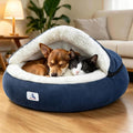 Calming Cozy Dog Cave Cover Bed, Burrow Small Doggy Anti Anxiety