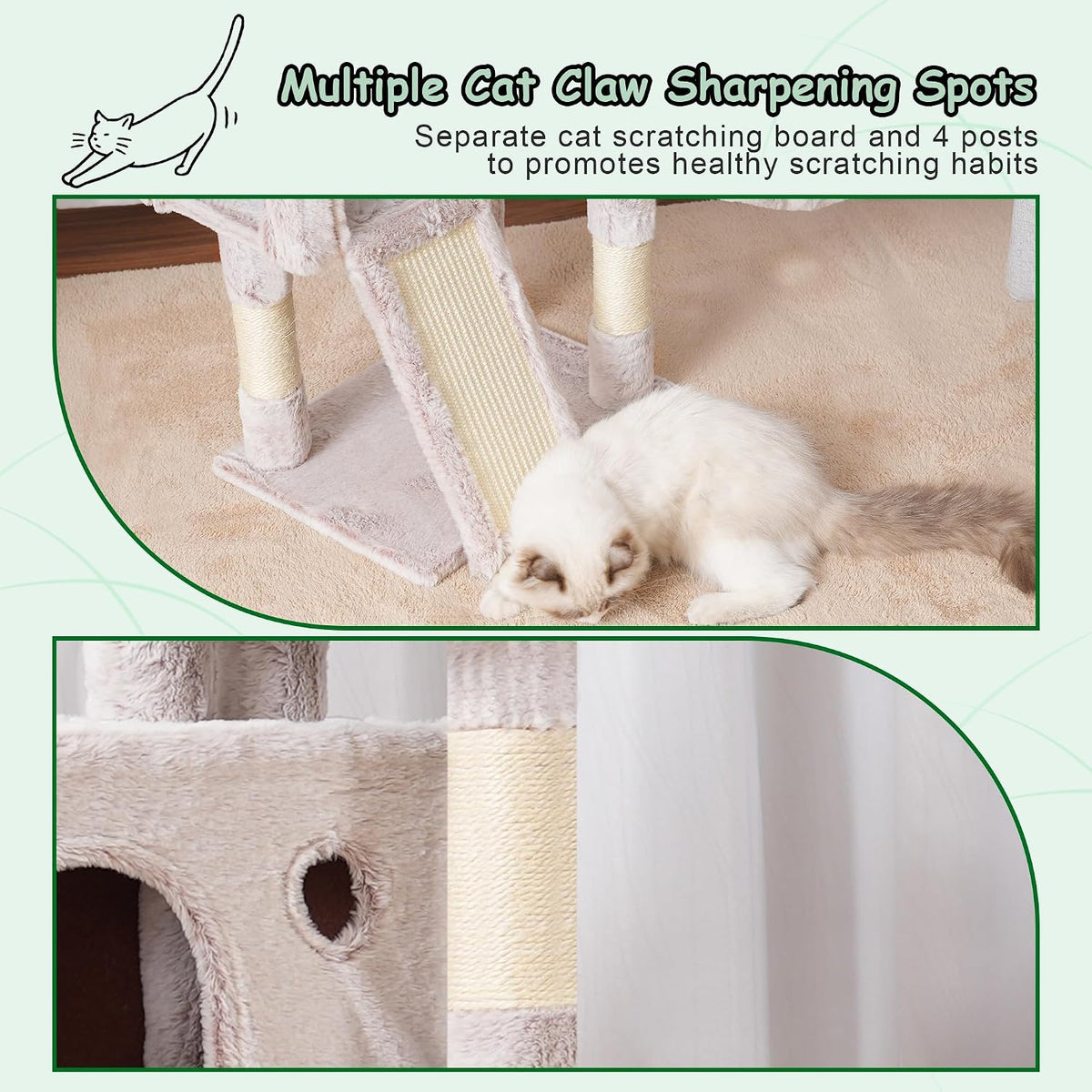 Gitelsnour Cat Tree Tower 42'' with Condo, Indoor Scratching Post GCT005SMU