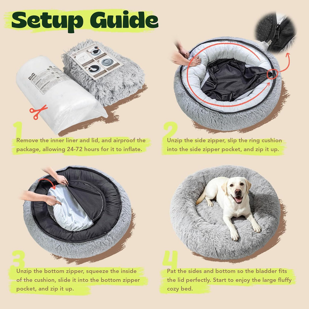 Memory Foam Orthopedic XXL Dog Beds for Extra Large Size Dogs,48 Inch,Grey