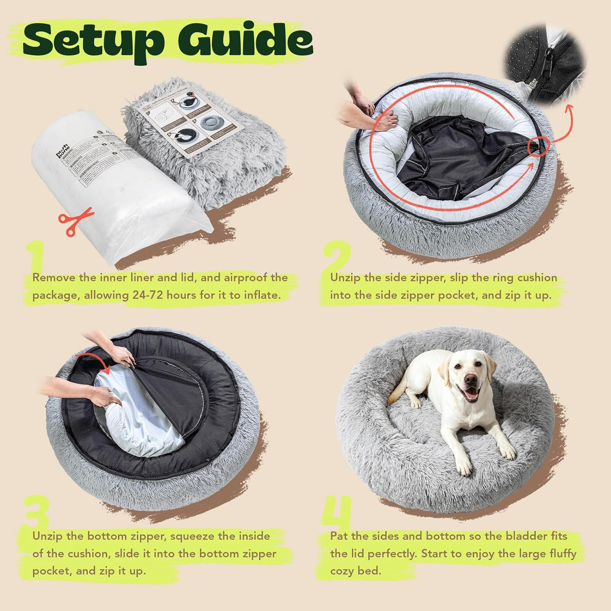 Memory Foam Orthopedic XXL Dog Beds for Extra Large Size Dogs,48 Inch,Grey