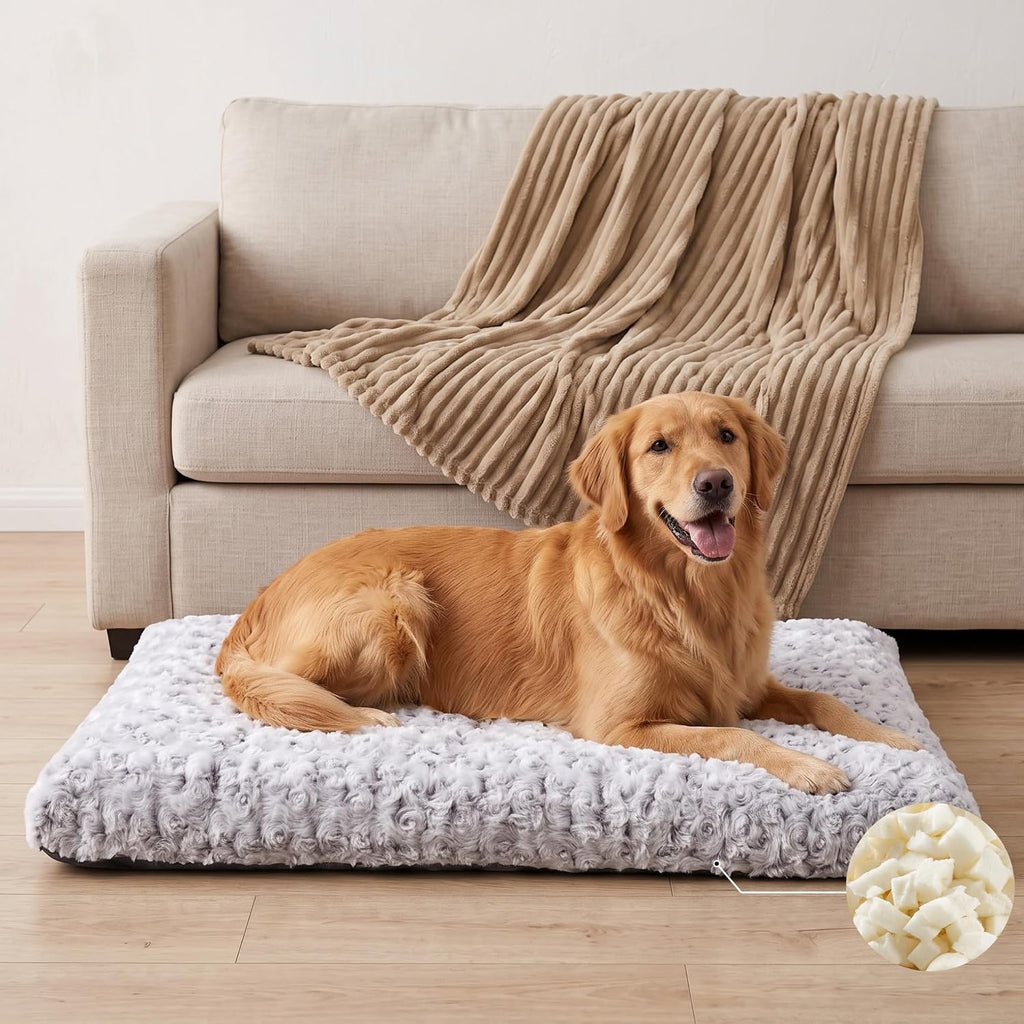 Washable Orthopedic Dog Bed Medium Size Dog Crate Bed Mat 36" Gray